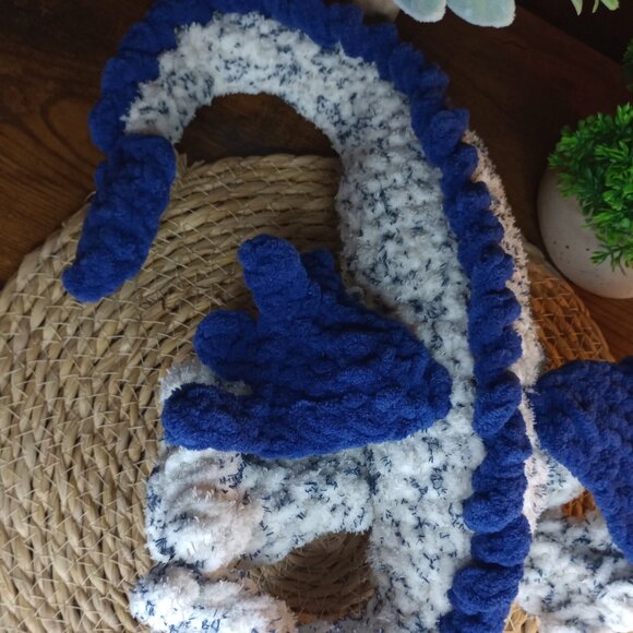 Blue Fleck Crochet Plushie Dragon.  Handmade by ME! - Picture 4 of 8